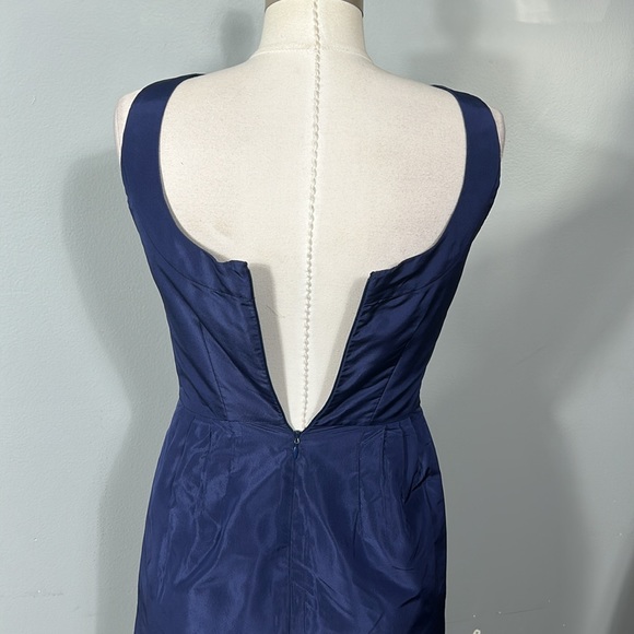 J. Crew Navy Silk Taffeta Shimmery Halter Mini Dress size 0 - Picture 4 of 13